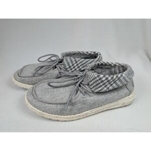 Hey Dude Wendy Wool Mist Grey Houndstooth Loafers Women's Size 8 Slip On